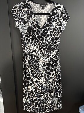 AB Studio Animal-Print Faux-Wrap Midi Dress